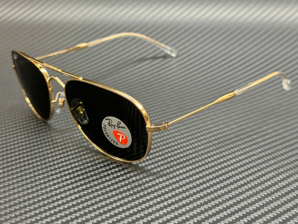 RAY BAN RB3735 001 58 Arista Gold Green Polarized Unisex 60 mm Sunglasses