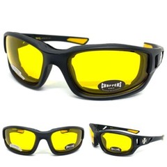 Men’s MOTORCYCLE Riding Padded Safety Protective Yellow Lens SUN GLASSES GOGGLES