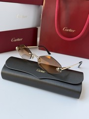CARTIER Panthere De Cartier Sunglasses CT0433S 002 Gold Brown Lens AUTHENTIC