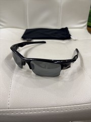 Oakley Fast Jacket 009156-05 Polished Black Polarized Sunglasses Gun Metal Icons