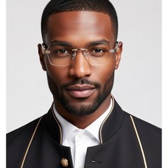 Mens Rimless Octagon Sunglasses Gold Black Clear Lens Geometric Luxury Eyewear