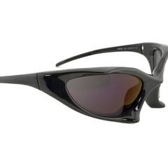 BALENCIAGA BB0352S RUNNER CAT 0352 Gray Purple Angular Mask Unisex Sunglass 005