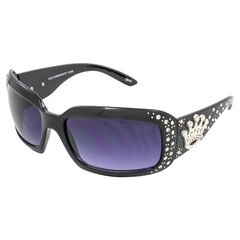 Rodeo Queen Motorcycle Womens Sunglasses Gloss Black Frame with Bling