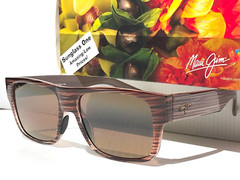 NEW Maui Jim KEAHI Brown Stripes POLARIZED HCL Bronze GLASS Sunglass H873-10
