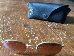 Ray-Ban Made In Italy RB3447 50/21 Gold Round Metal Mirror Pink Sunglasses 💕