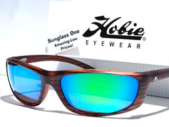 HOBIE VENICE Satin Wood Grain Sport POLARIZED Sea Green Mirror Sunglass 1890758