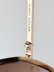 Bottega Veneta BV1465S Gold Aviator Sunglasses Brown Gradient 60-19-140