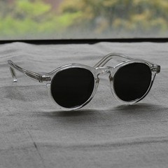 Round black polarized sunglasses Johnny Depp glasses crystal acetate glasses