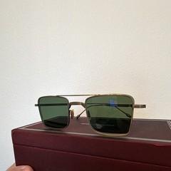 Jacques Marie Mage ALTAMONT Men’s Gold Metal Rectangle Sunglasses Green Glass