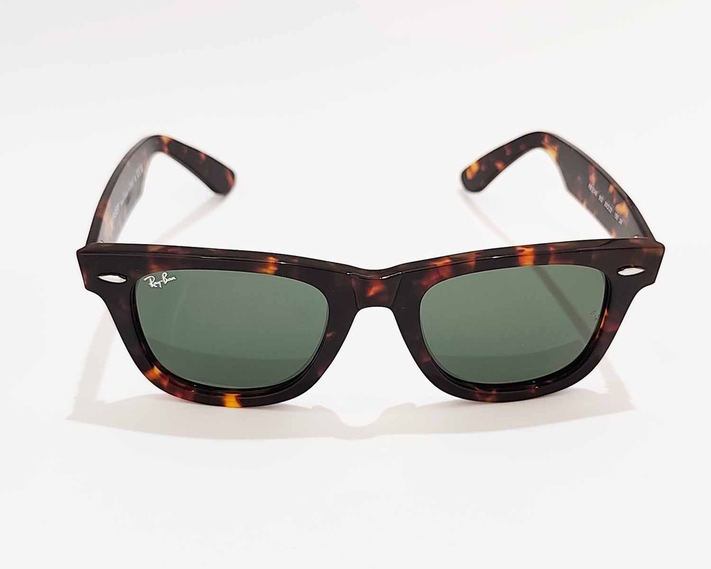 Ray-Ban RB2140 Original Wayfarer Classic Polished Tortoise Frame Green Lens 50mm