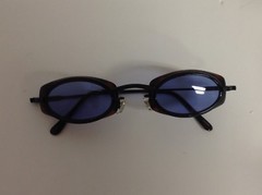 Chaos Round/oval Sunglasses Bronze Full Rim Outdoor Retro Glasses Blue lens