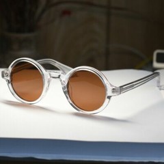 Vintage Acetate John Lennon round sunglasses crystal frame brown polarized lens