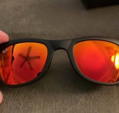 Ray-Ban RB4105 Folding Wayfarer Sunglasses Black Frame Orange Polarized UV400