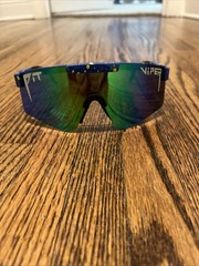 Pit Vipers Sunglasses Blue Lens Blue And Yellow Spotted
