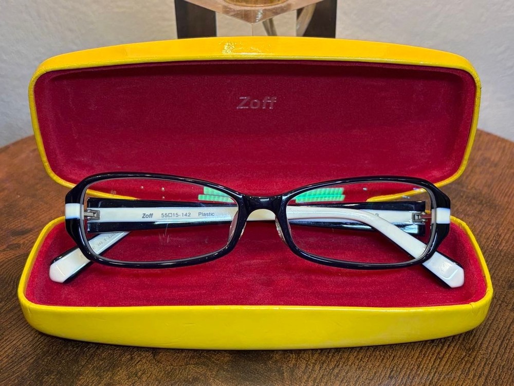 Zoff Square Thick Navy Frame White Glasses