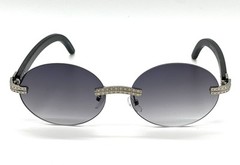 Slim Oval Round Rimless Wood Luxury Sunglasses HIP HOP Buffs Shades Rapper New