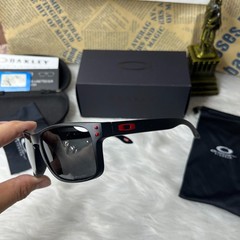 Oakley Holbrook Sunglasses Black Smoke Frame Red Logo Polarized Lens UV400 New