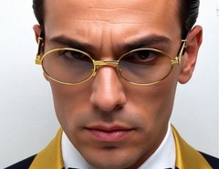 Men’s Hip Hop Clear Lens Vintage Oval Gold Frame Retro Wood Grain Glasses
