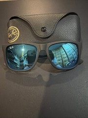 Ray-Ban Justin RB4165 Sunglasses Polarized Blue Lens Matte Black Frame 54 14 145