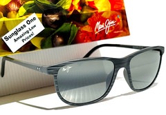 NEW Maui Jim LELE KAWA Grey Stripe POLARIZED Neutral Grey GLASS Sunglass 811-11D