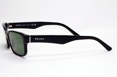 Prada Sunglasses Black Green Glossy Rectangle Square PR16MV VPR 16M 1AB-1O1 53mm