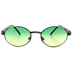 True Vintage Classic Old Fashioned Mens Womens Green Lens Round Oval Sunglasses
