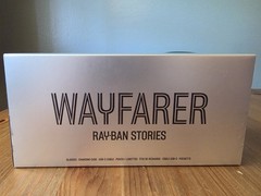 Ray-Ban Stories Wayfarer Sunglasses Shiny Blue Frame, Polar Dark Blue Lens