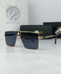 Versace Gold Square Aviator Sunglasses with Medusa Bridge