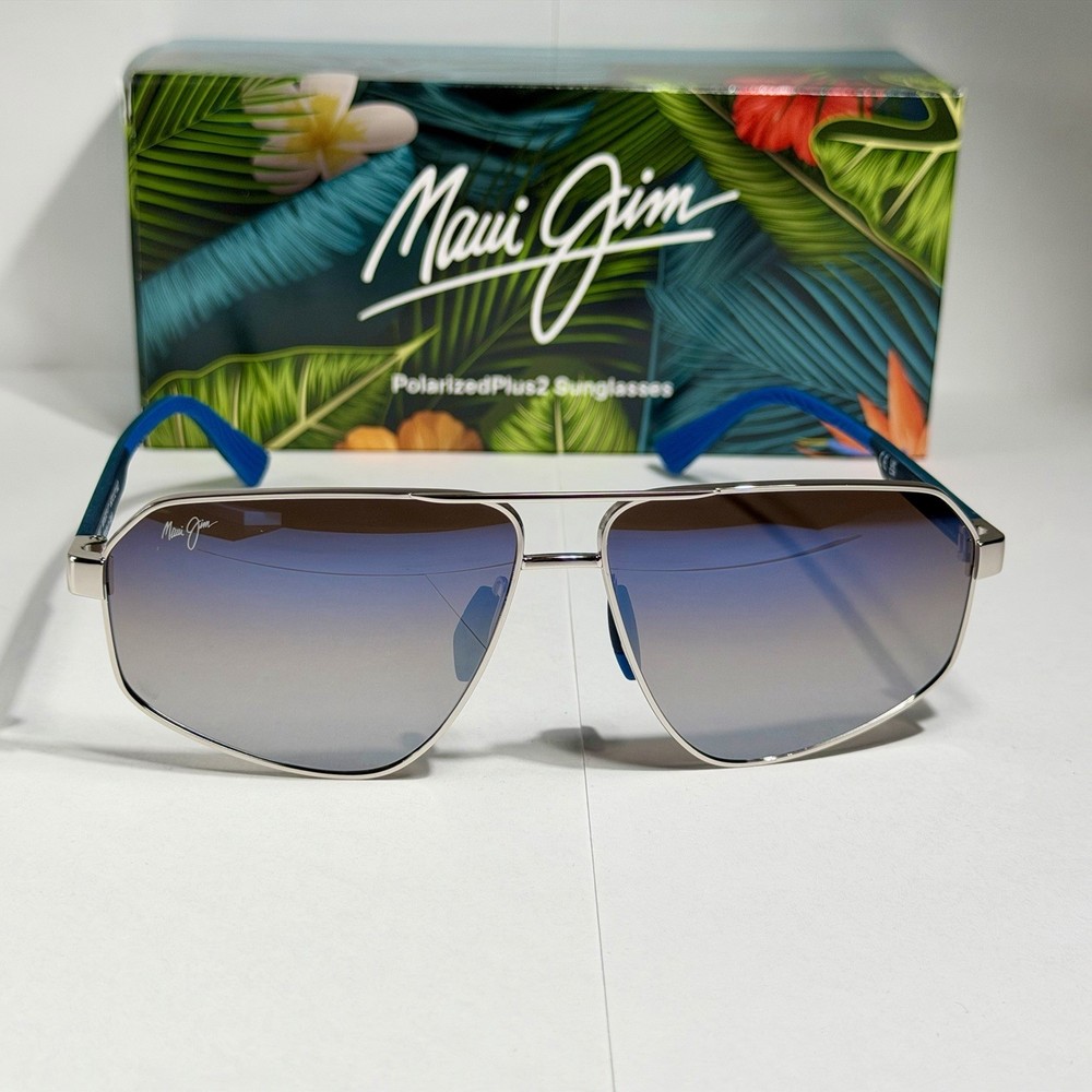 MAUI JIM KEAWAWA MJ 620-17 DUAL MIRROR BLUE SILVER AVIATOR SUNGLASSES EXCLUSIVE
