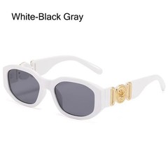 Irregular Oval Sunglasses Metal Rose Accent UV400 Unisex Retro Fashion Shades