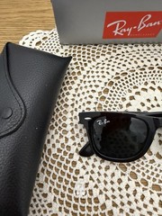 Ray-Ban RB2140 904 Wayfarer Sunglasses Black Frame Glass Gray Lens 50-22 /140 mm