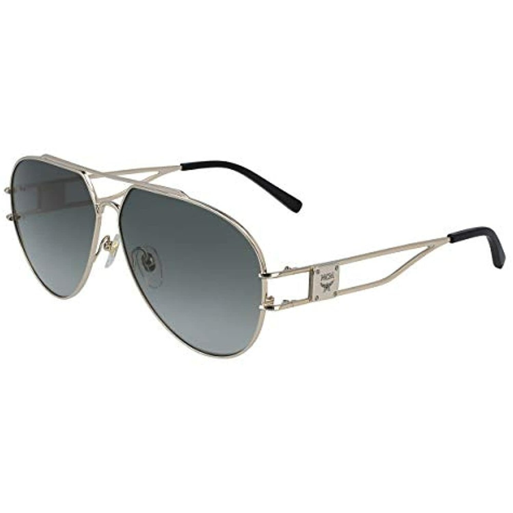 NEW MCM 136S 738 Shiny Gold Sunglasses with Green Lenses & MCM Case