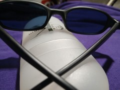 Calvin Klein Matte Black Sunglasses Blue Lenses 49-19-145 Small Frame