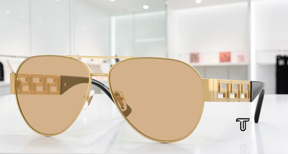VERSACE VE2289 1002D8 Gold Yellow Mirror Silver Internal 61 mm Men’s Sunglasses