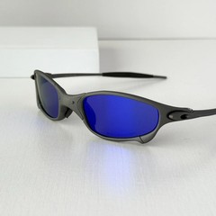 Oakley Juliet 1.0 X-Metal Sunglasses Dark Gray Frame Blue Polarized