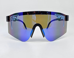 Fit Viper The Midnight Black Splatter Frame Blue Mirror Lens Gym Sunglasses