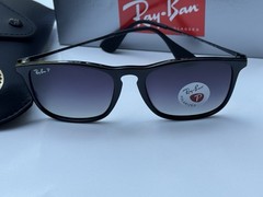 NEW Ray-Ban RB4187 601/T3 CHRIS Polish Black Polarized Grad Grey Sunglasses 54mm