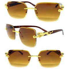 Classy Elegant Modern Hip Hop Rapper Pimp Style SUNGLASSES Rimless Gold Frame C6