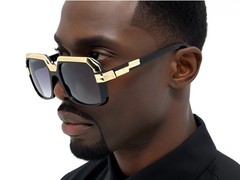 Men’s Hip Hop 80’s Vintage Streetwear Black Lens Sunglasses Black Gold Retro