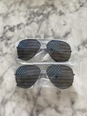 2 PAIRS: Brand New BLACK Aviator Sunglasses USA American Flag United States