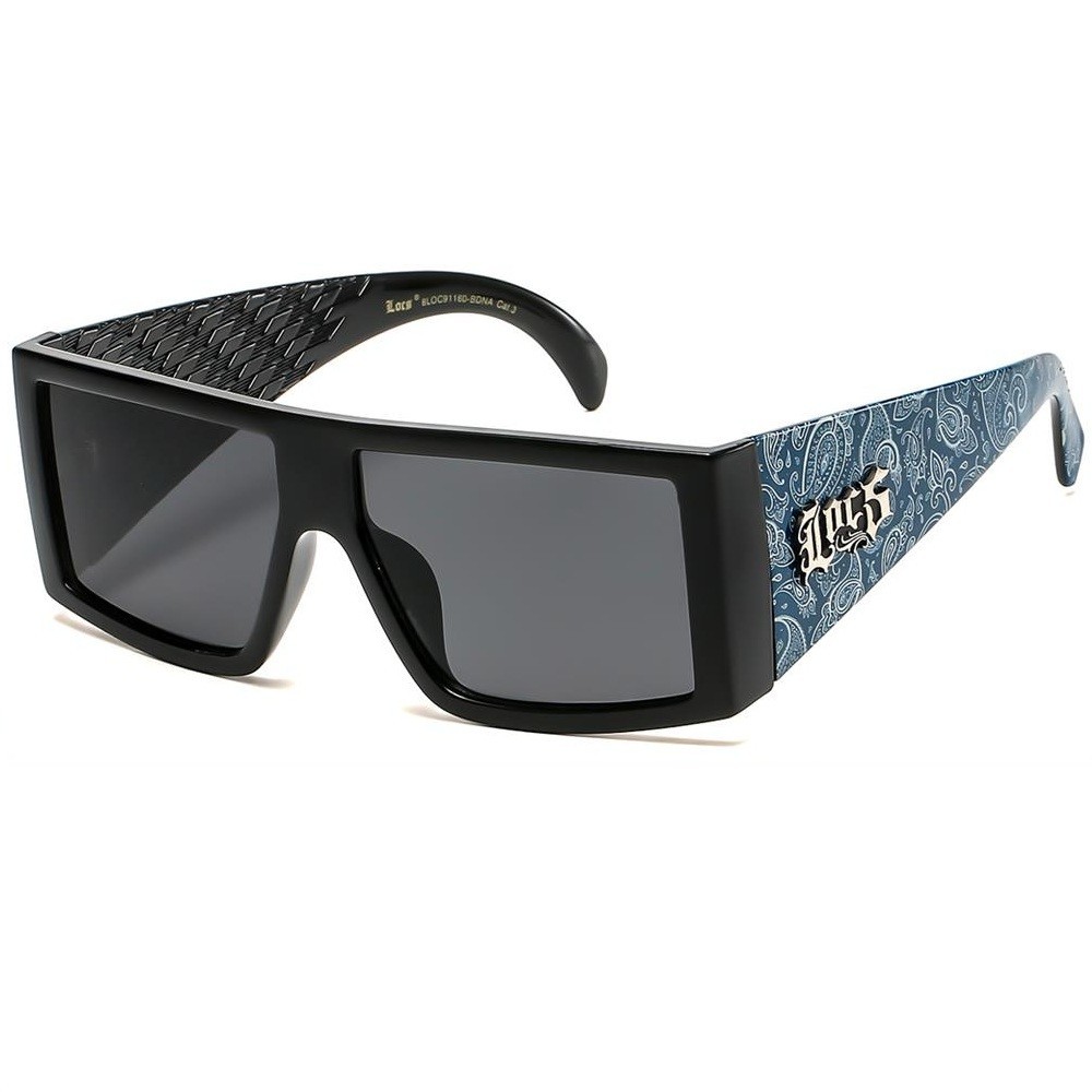 Locs Sunglasses – Men’s Large Square Flat Top Frame – Bandanna Print UV 400