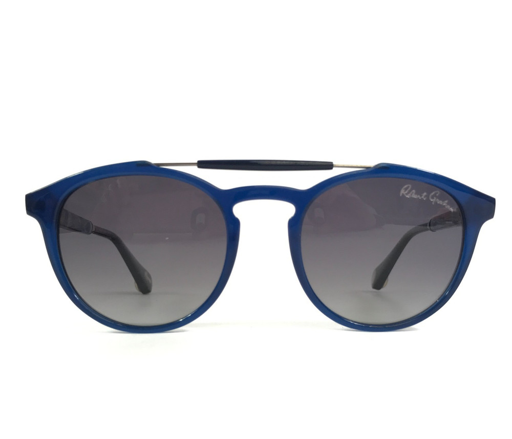 Robert Graham Sunglasses OLIVER BLU Blue Round w/ Gradient Gray Polarized Lenses