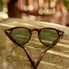 Vintage johnny depp green sunglasses men brown acetate glasses light green lens