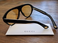 Gucci GG0479S 002 63mm Aviator Sunglasses in Black with Velvet case