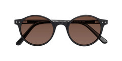 Yes Glasses Jardi Black Narrow Acetate Round Tinted Sunglasses Brown Lenses