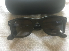 Ray-Ban Wayfarer Stories Shiny Black Frame Polar Gradient Gray Lenses RW4002