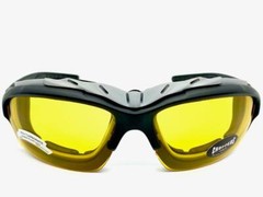 MOTORCYCLE Night Riding Padded Safety Protective SUN GLASSES GOGGLES Yellow Lens
