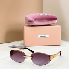 Miu Miu Sunglasses MU 8065 Gold/Purple Lens 61-17-128mm New With Case