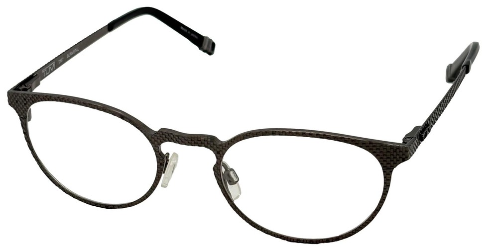 Tumi Mens Stainless Steel Round Eyewear Frame T107 Gunmetal 49mm