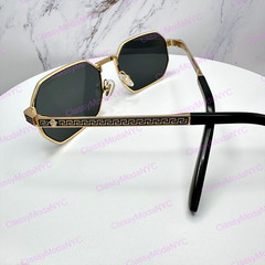 New VERSACE Sunglasses Gold Metal VE2297 100287 Greca Logo Grey Lens Retro